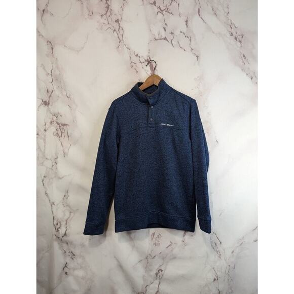 Eddie Bauer Pullover Mens Small Fleece Snap Button Radiator Blue Recycled Jacket - Picture 13 of 13
